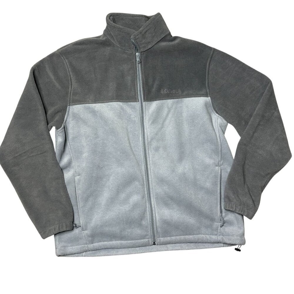 Columbia Mens Fleece Zip Up Jacket Gray Color block Size Large